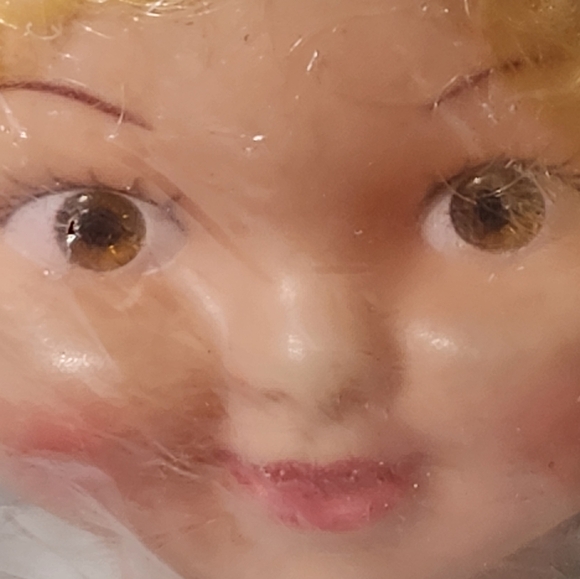 Vtg Blonde Curly Hair Doll Face In Sealed Package Hong Kong Flat Back Doll Face - Picture 2 of 12